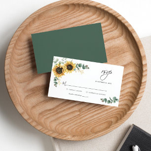 Eucalyptus Sunflower Floral Weddenschap RSVP-kaart Notitiekaartje