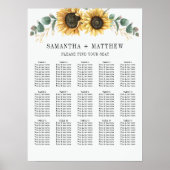 Eucalyptus Sunflower Floral Wedding Seating Chart Poster (Voorkant)