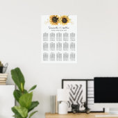 Eucalyptus Sunflower Floral Wedding Seating Chart Poster (Thuiskantoor)