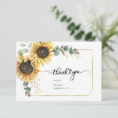 Eucalyptus Sunflower Greenery Floral Wedding Bedankkaart (Staand voorkant)