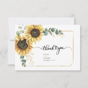 Eucalyptus Sunflower Greenery Floral Wedding Bedankkaart