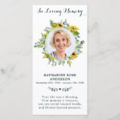 Eucalyptus Sunflower Memorial Funeral Prayer Kaart (Voorkant)