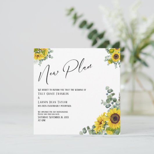 Eucalyptus Sunflower New Plan Weddenschap Kaart (Staand voorkant)