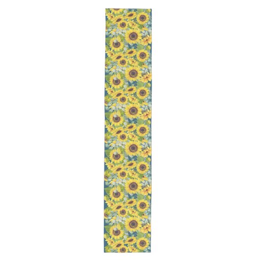 Eucalyptus Sunflower Pattern on Blue Medium Tafelloper (Voorkant)