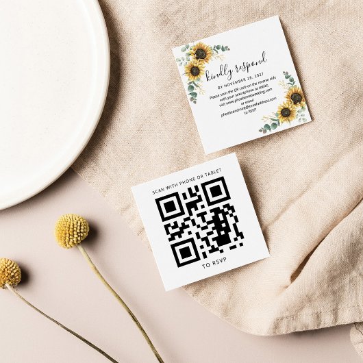 Eucalyptus Sunflower QR Code Site Mariage RSVP