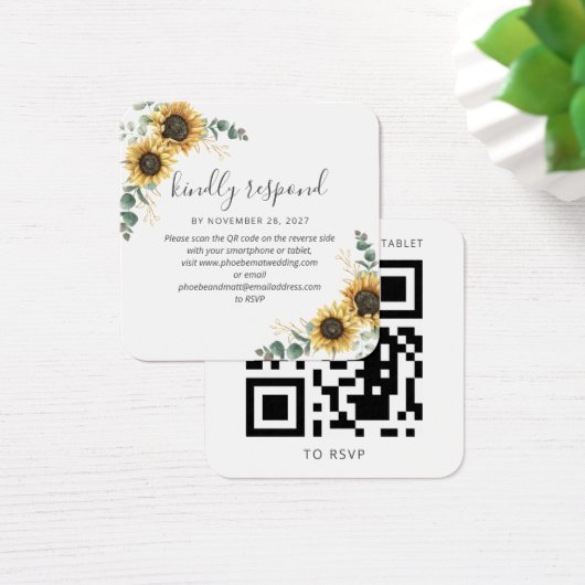 Eucalyptus Sunflower QR Code Site Mariage RSVP (Bureau)