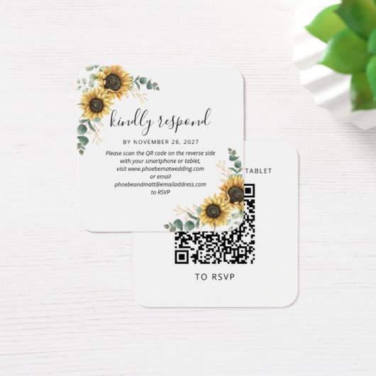 Eucalyptus Sunflower QR Code Site Mariage RSVP (Bureau)