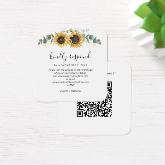 Eucalyptus Sunflower QR Code Site Mariage RSVP (Bureau)