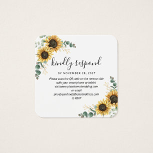 Eucalyptus Sunflower QR Code Weddenschap Website R Vierkante Visitekaartjes