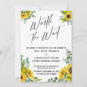 Eucalyptus Sunflower Worth the Wait Weddencard Kaart