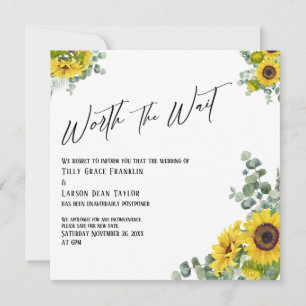 Eucalyptus Sunflower Worth the Wait Weddencard Kaart