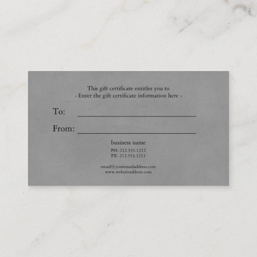 Eucalyptus sur certificat cadeau gris (Dos)