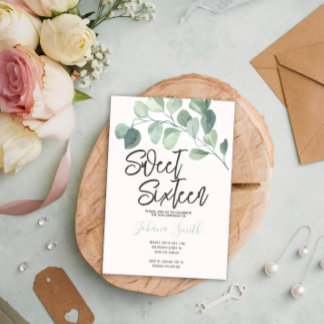 Eucalyptus Sweet Sixteen Birthday Uitnodiging