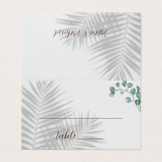 Eucalyptus Table Number en Name Place Cards Kaart (Buitenkant ongevouwen)