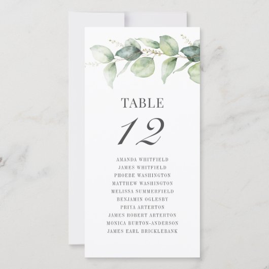 Eucalyptus Table Number Weddenschap-kaart (Achterkant)