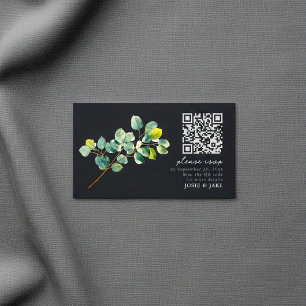 Eucalyptus tak, donkere bruiloft rsvp behuizing informatiekaartje