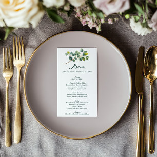 Eucalyptus tak groen en wit bruiloft menu