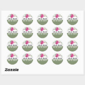Eucalyptus tak roze rose wit bloemen bruiloft ronde sticker (Vel)