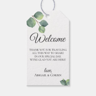 Eucalyptus takken bruiloft welkomsttas cadeaulabel