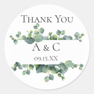 Eucalyptus takken gepersonaliseerde gunst ronde sticker