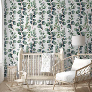 Eucalyptus takken groen wit elegant trendy behang