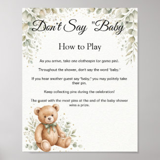 Eucalyptus Teddybeer Niet Zeggen Baby Spelbord Poster