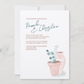 Eucalyptus, Terracotta Pottery Wedding Invitations (Devant)