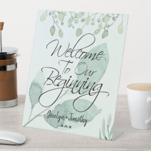 Eucalyptus thee Welkom in het begin Reclamebord Met Voetstuk
