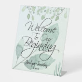 Eucalyptus thee Welkom in het begin Reclamebord Met Voetstuk (Voorkant)