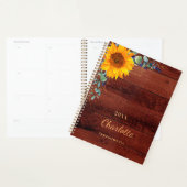 Eucalyptus tournesol monogramme bois rustique (Devant avec enveloppe)