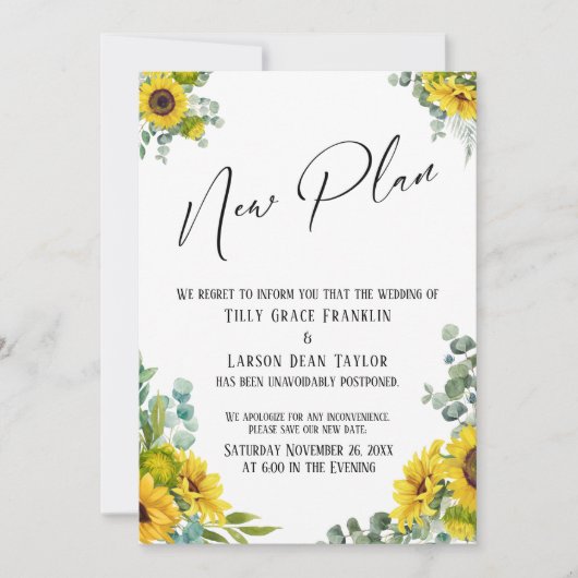 Eucalyptus Tournesol Nouveau Plan Retardé Carte Ma (Devant)