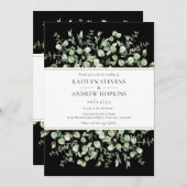 Eucalyptus tout en un Faire-part de mariage noir (Devant / Derrière)