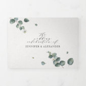 Eucalyptus tout en un Monogramme Mariage Tri-Fold (Page de couverture)