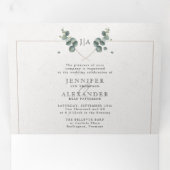 Eucalyptus tout en un Monogramme Mariage Tri-Fold (Intérieur en premier)