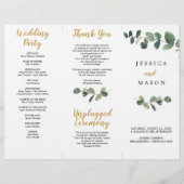 Eucalyptus Tri-Fold Wedding Programme Flyer (Voorkant)
