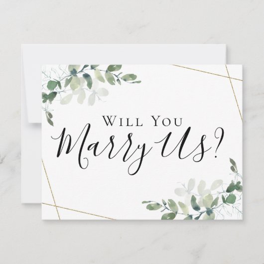 Eucalyptus Trouw ons Wilt u onze ceremoniemeester  Kaart (Voorkant)