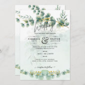Eucalyptus Trouw Uitnodiging Modern Groenery Goud (Voorkant / Achterkant)