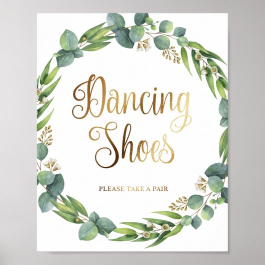 Eucalyptus trouwbord voor dansschoenen poster (Voorkant)