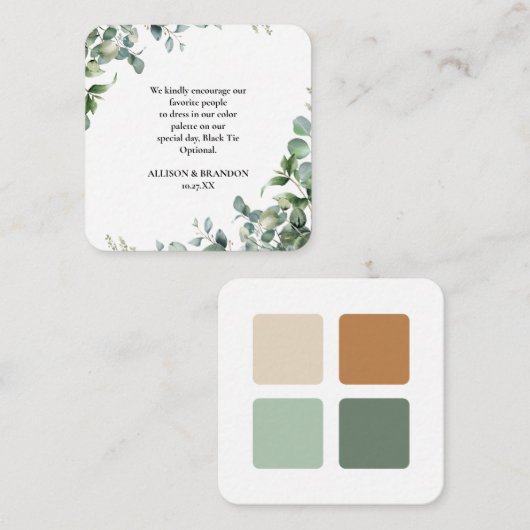 Eucalyptus trouwjurk code informatiekaartje (Voorkant / Achterkant)