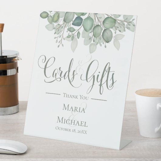 Eucalyptus Trouwkaarten en Geschenken Custom Sign Reclamebord Met Voetstuk (Insitu)