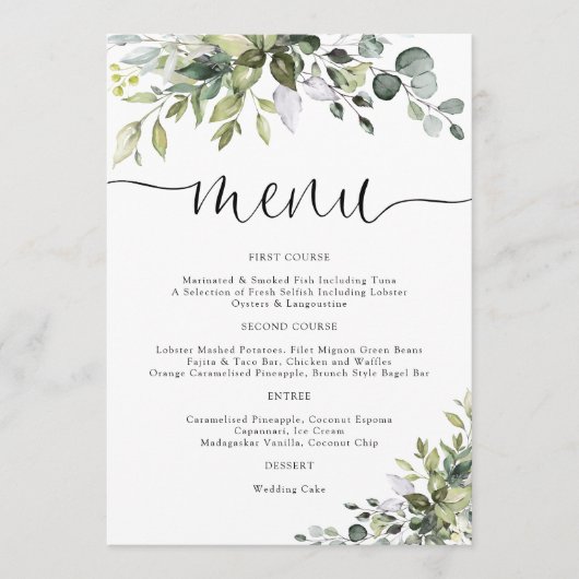 Eucalyptus Trouwmenu Menu (Voorkant)
