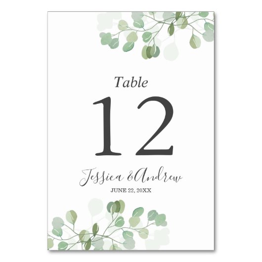 Eucalyptus Trouwtafel Nummer Kaart Rustiek Groen (Achterkant)