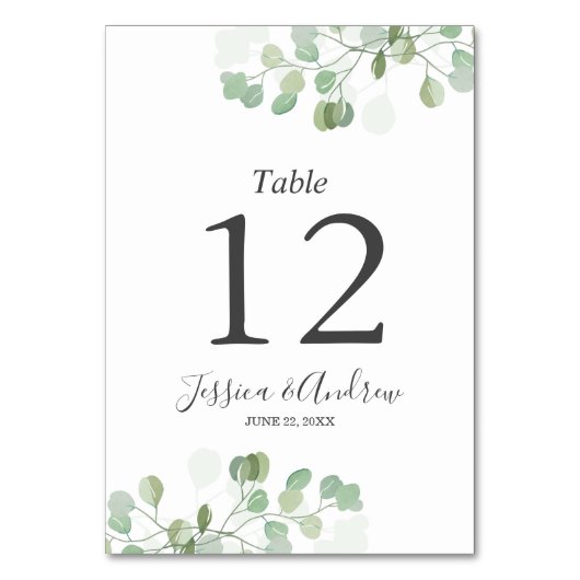 Eucalyptus Trouwtafel Nummer Kaart Rustiek Groen (Voorkant)