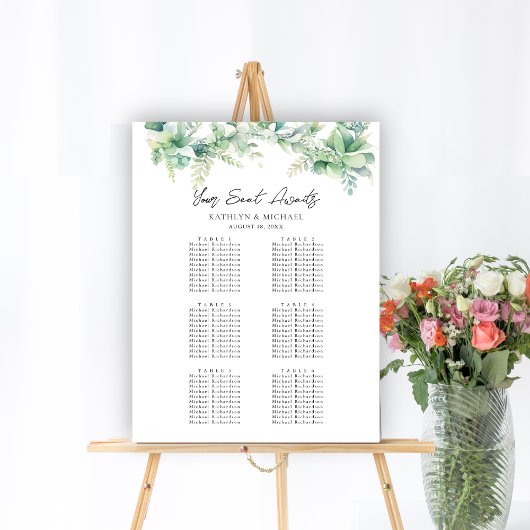 Eucalyptus Tuin Bruiloft 6 Tafel Zitkaarten Poster
