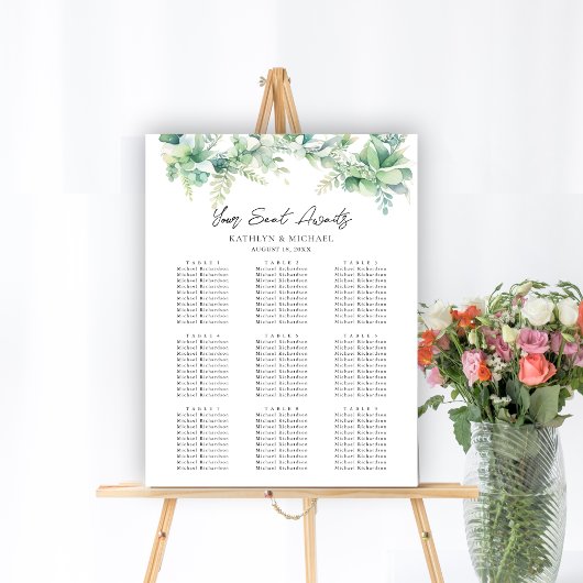Eucalyptus Tuin Bruiloft 9 Tafel Zitkaarten Poster