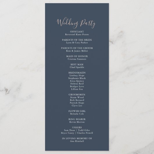 Eucalyptus Tuin Roos Bloem Bruiloftsprogramma Programma (Achterkant)