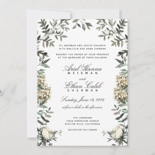 Eucalyptus Varens Witte Bloemen Boog Huwelijk Kaart