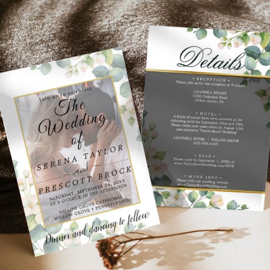 Eucalyptus Vellum Overlay Faire-part de mariage