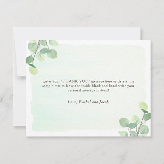 Eucalyptus Verdure Aquarelle Mariage Merci (Dos)