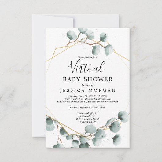 Eucalyptus verdure Baby shower virtuel Invitation (Devant)